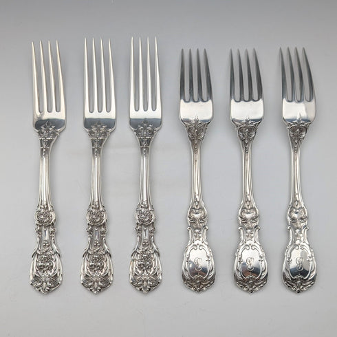 American vintage pure sterling silver dinner cutlery, 6 pairs, 670g, Reed&Barton